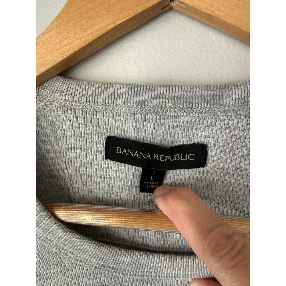 Banana Republic Mens Gray Long Sleeve Raglan Thermal Knit Shirt Size‎ Large